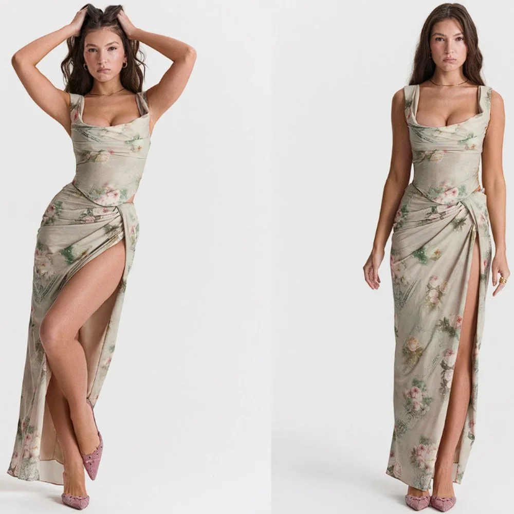 House of CB 'Vesper' Vintage Floral Maxi Skirt NWT - Picture 3 of 10